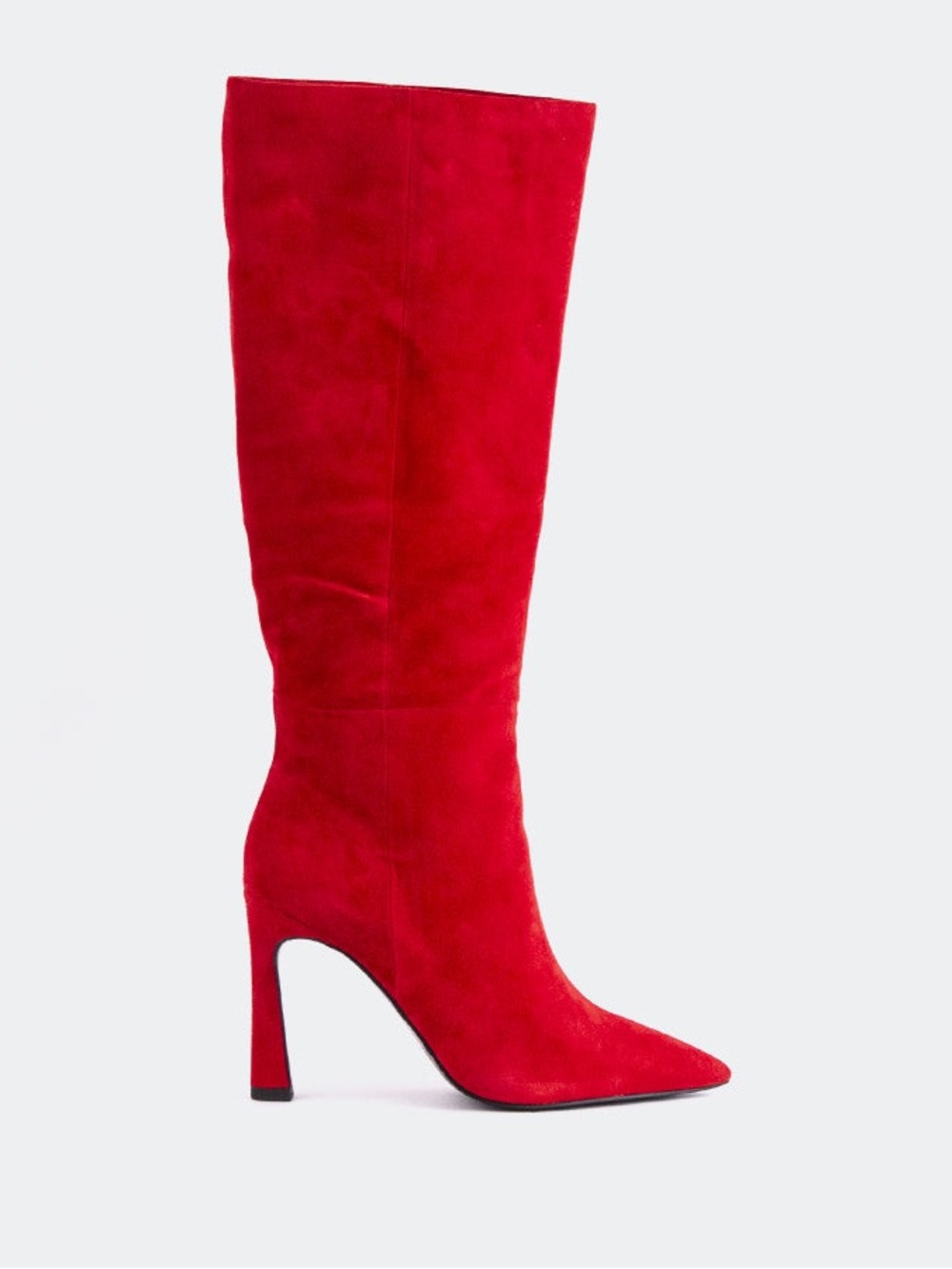 L'INTERVALLE | Red Suede Pointed Toe Stiletto Boots - Picture 5 of 8